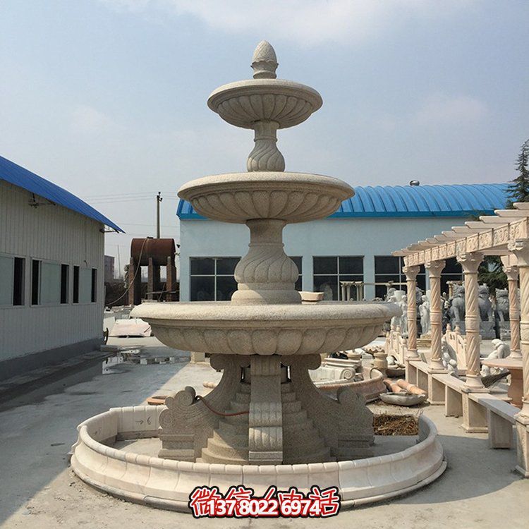 精美花崗巖石雕景觀噴泉，大型層流水花大理石雕塑