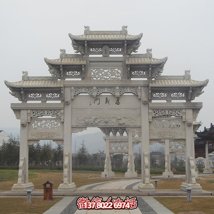 傳承古城文脈，精美石雕牌坊仿古門樓雕塑
