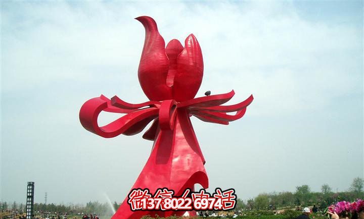 大型紅色不銹鋼雕塑紫荊花，給你的廣場帶來美景