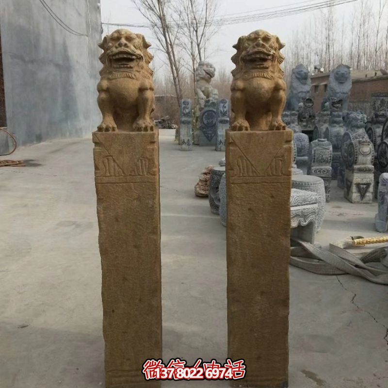 砂巖拴馬柱擺件，為你的寺廟門口增添優(yōu)雅氣息