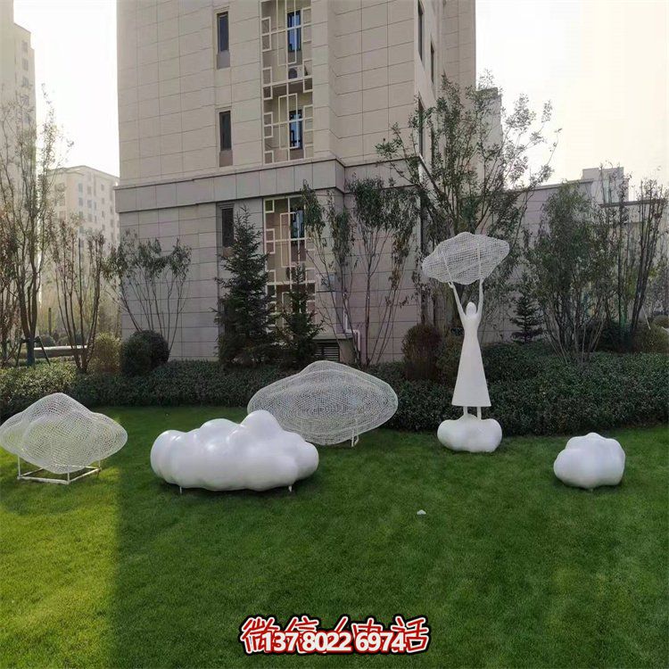 不銹鋼創(chuàng)意鏤空戶外園林祥云雕塑——美景美事，祈愿福氣