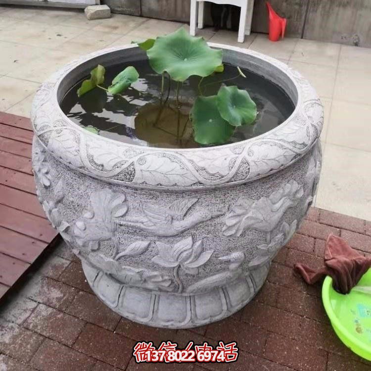 精美絕倫，濃濃古典風(fēng)情歐式別墅大理石浮雕魚(yú)缸擺件