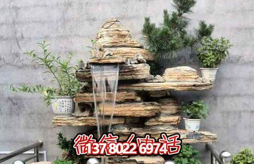 精致小型庭院，石假山流水雕塑擺放