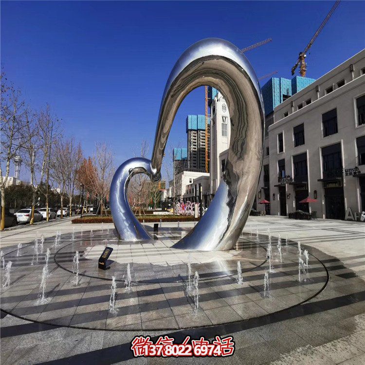 不銹鋼圓形雕塑精致工藝，拋光鏡面，抽象藝術