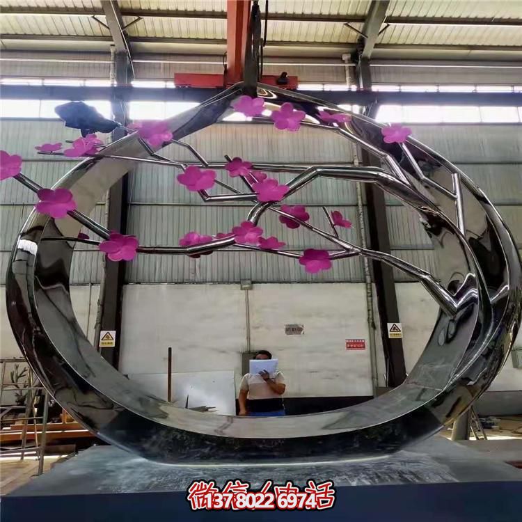 抽象不銹鋼梅花圓環(huán)樹(shù)枝雕塑景觀