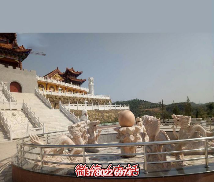 藝術(shù)燈光的魔力，紅龍戲球風大型噴泉石雕秀