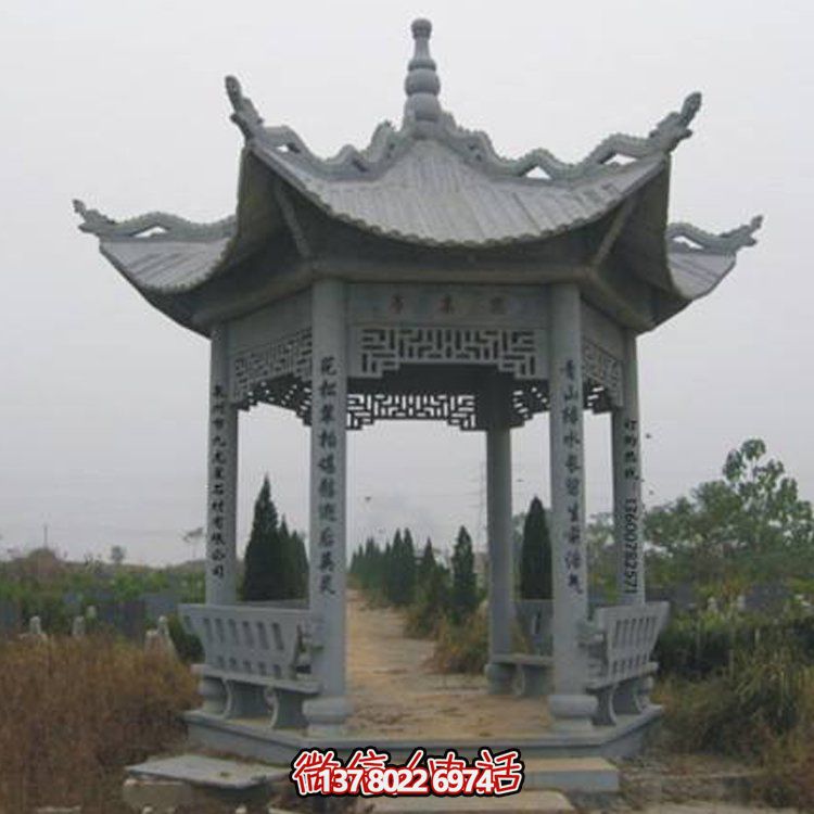 古建涼亭青石擺件，美化景區(qū)園林