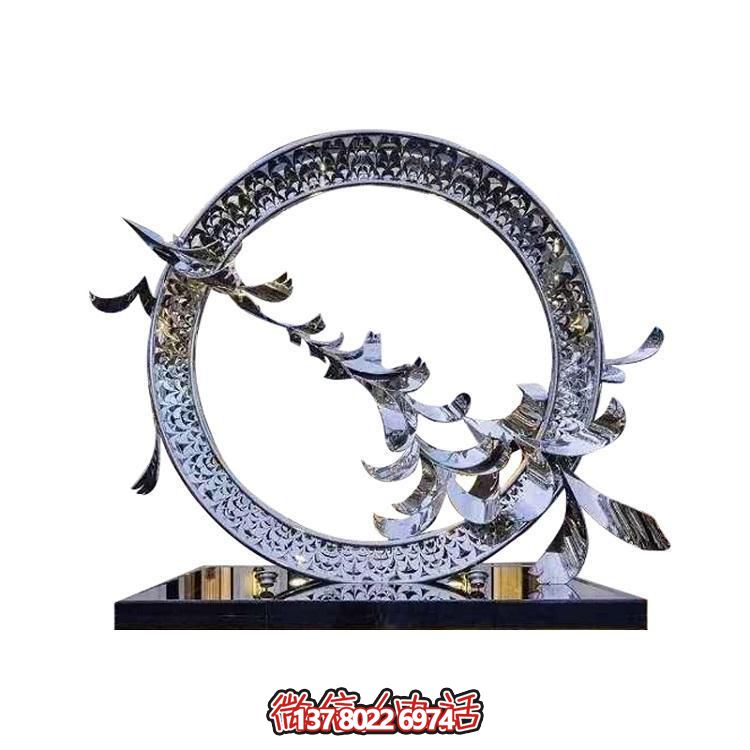 不銹鋼創(chuàng)意鴿子圓環(huán)擺件，裝點戶外園林景觀