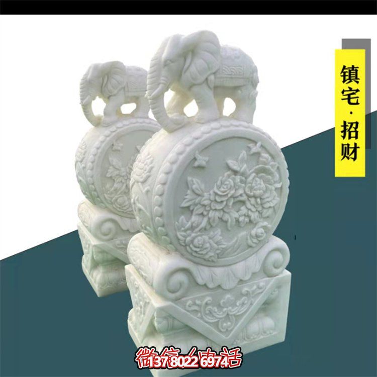 給庭院增添經(jīng)典氣息，漢白玉石抱鼓門墩裝飾