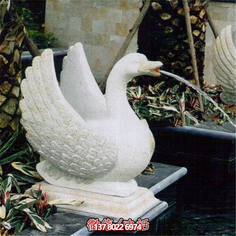 玻璃鋼雕塑噴水器，點(diǎn)亮公園白色天鵝