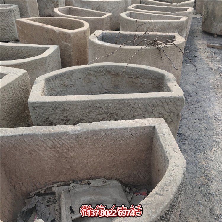 經(jīng)典老石雕，精美大理石槽，美化園林景觀