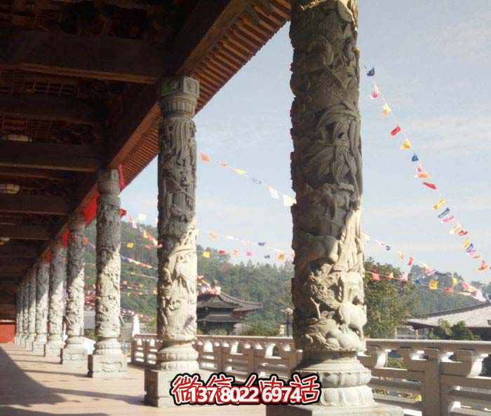 傳承古典藝術(shù)，精美石雕龍柱漢白玉浮雕