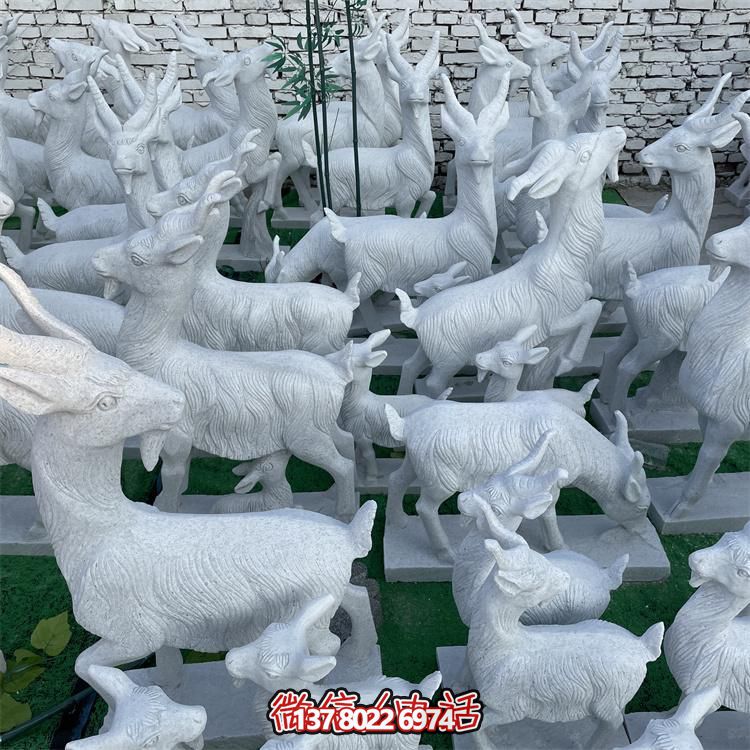 大理石雕刻戶(hù)外園林山羊雕塑