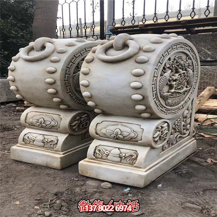 精美大理石石雕抱鼓雕塑，讓庭院門口煥然一新