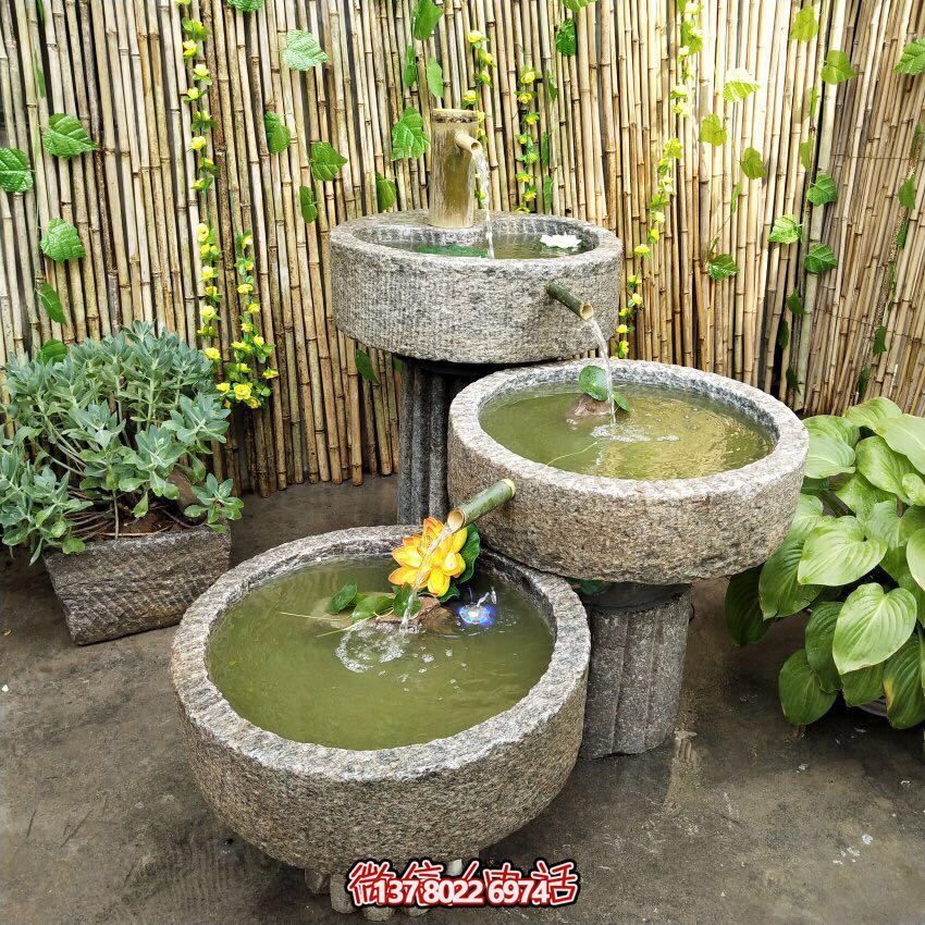 戶外石磨流水景觀擺件，讓你的庭院變得更加美輪美奐