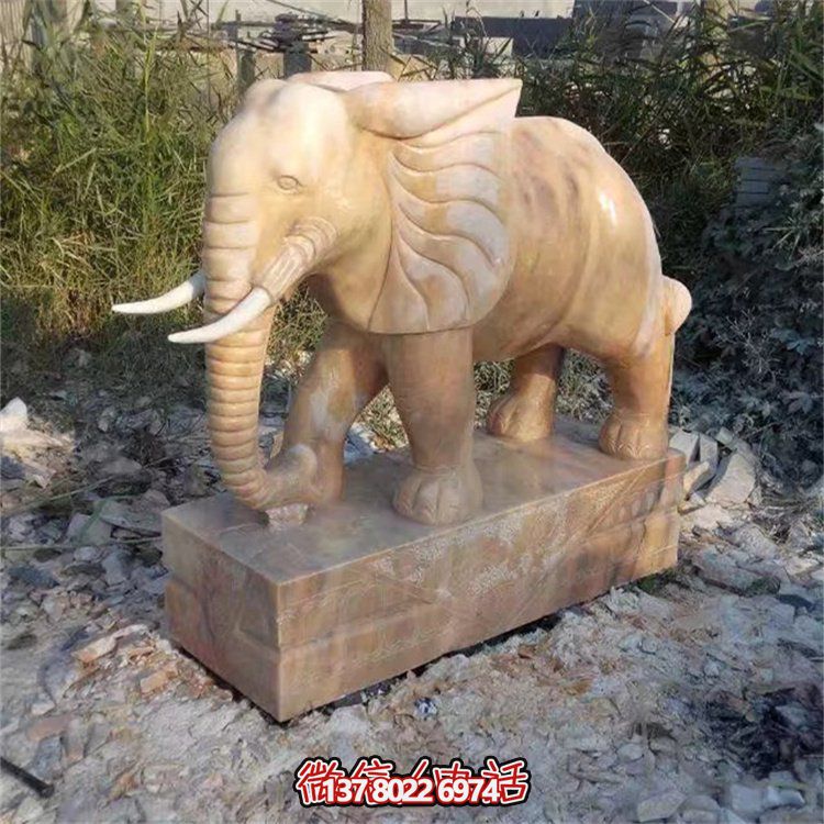 自然石材雕塑，吉祥大象守護(hù)家門