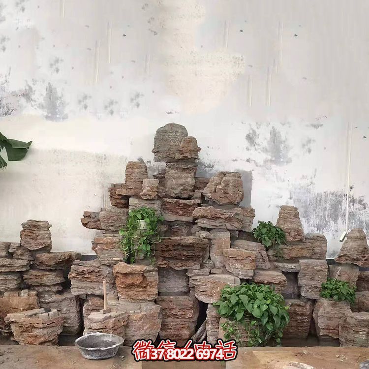 室內(nèi)景觀設(shè)計(jì)，精美石雕塑擺放奇石假山