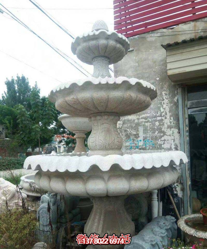 精美多層石雕景觀噴泉，打造完美公園