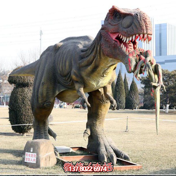 玻璃鋼仿真恐龍雕像，為動(dòng)物園、園林等戶外場所擺放