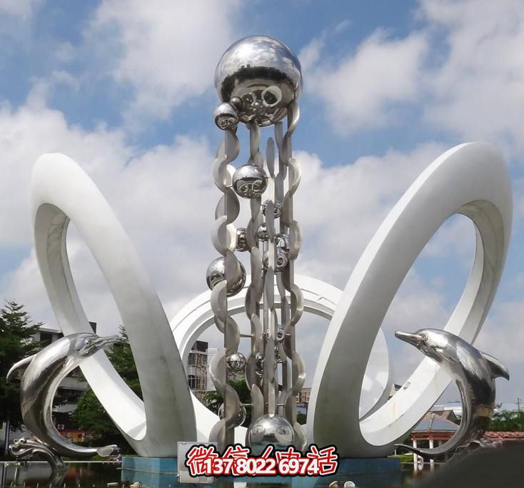 海豚個性不銹鋼雕塑，大型廣場裝飾裝置