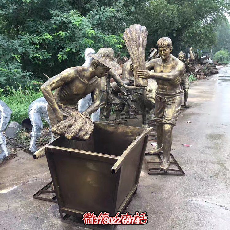 中國(guó)民俗——打麥子、勞動(dòng)、人物雕塑