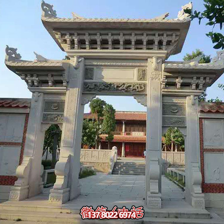精美大理石石雕景區(qū)園林，大型門樓牌坊雕塑