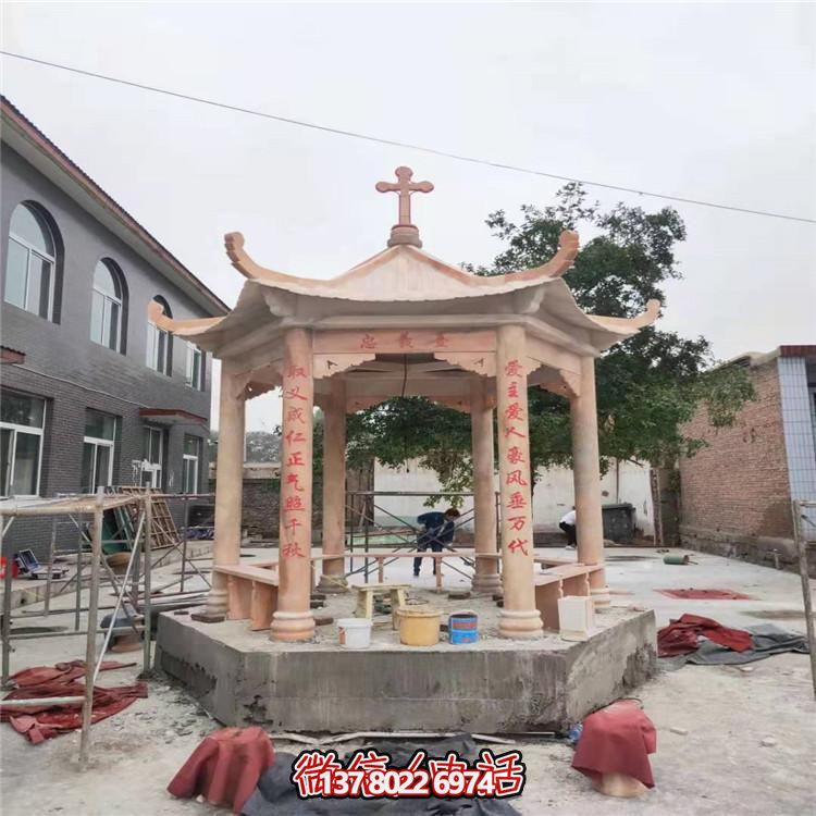 天然大理石涼亭，營造休閑庭院