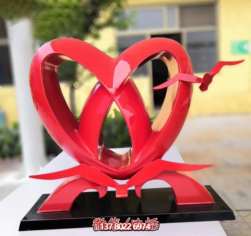 不銹鋼愛(ài)心雕塑，裝飾公園擺件