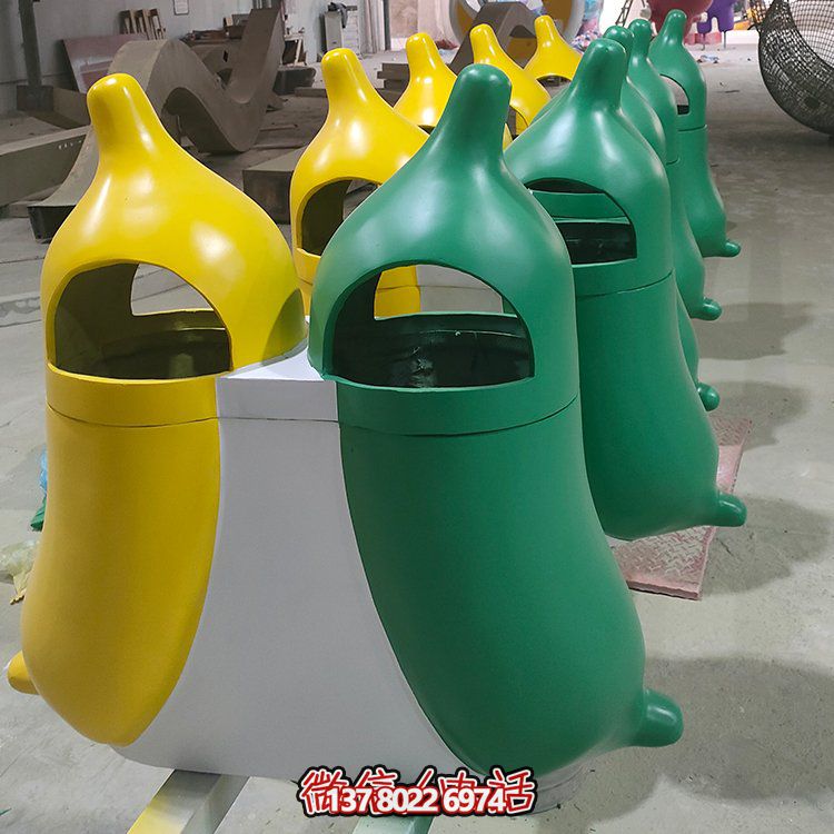 創(chuàng)意玻璃鋼垃圾桶，家庭園林裝飾擺件