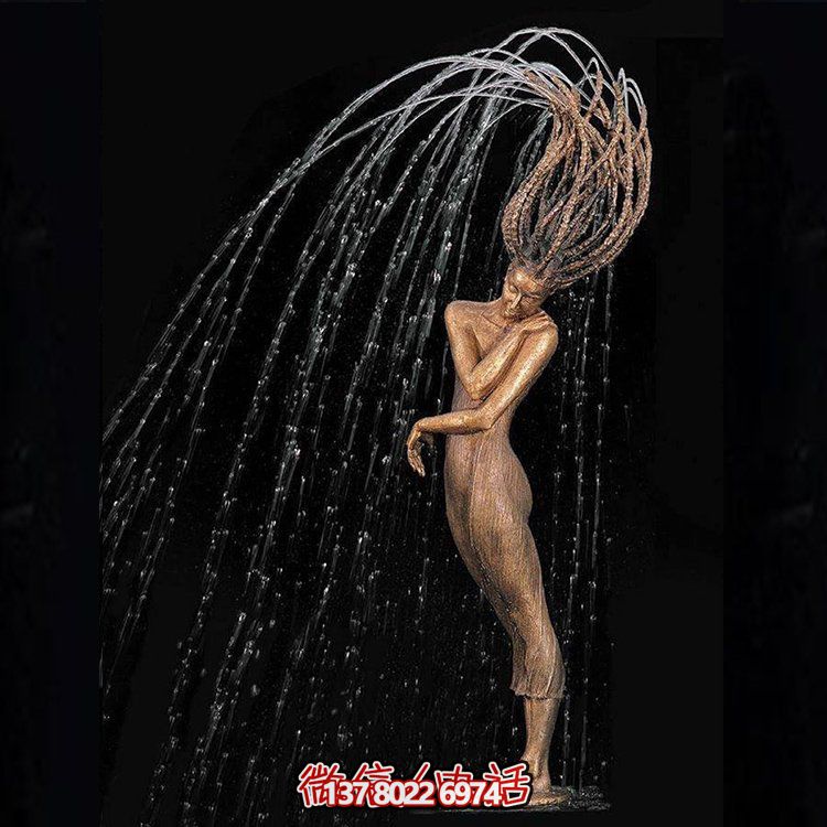 鑄銅人物噴泉裝飾，創(chuàng)意雕塑，酒店裝飾的新寵