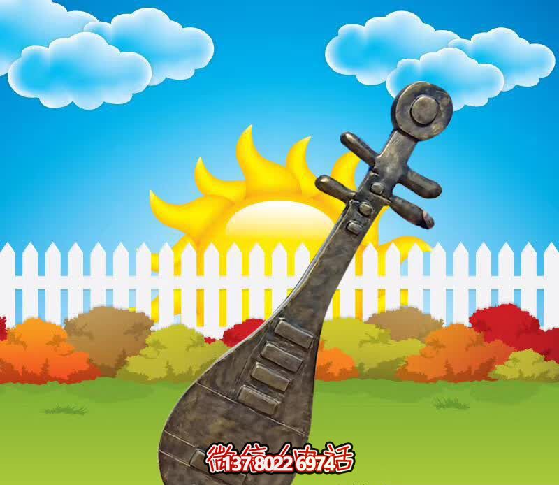 傳承古代音樂(lè)文化的銅雕琵琶樂(lè)器雕塑