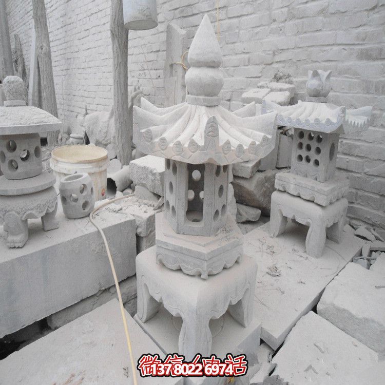 精美石燈鏤空大理石裝飾擺件，點亮你的漢白玉庭院