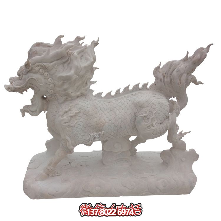 傳承漢白玉石雕麒麟雕塑，美化景區(qū)戶外環(huán)境