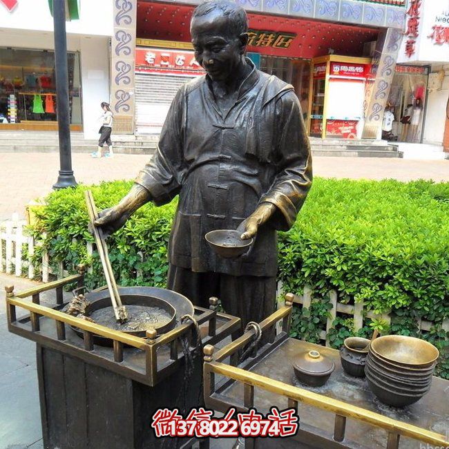 仿銅人物玻璃鋼小吃，給你無與倫比的景區(qū)體驗