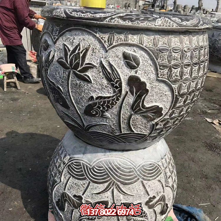 古典中式仿古石雕花盆，為您的庭院增添古風(fēng)雅致