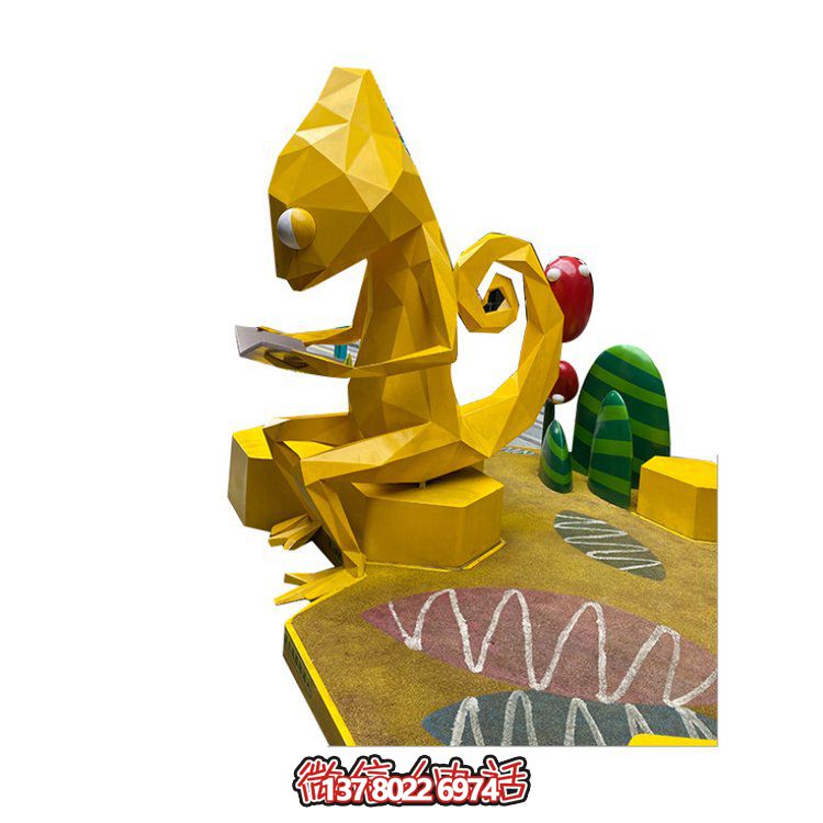 玻璃鋼卡通人物雕塑，為兒童樂(lè)園擺放的看書(shū)椅