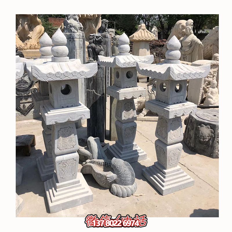 中式太陽(yáng)能石燈戶外裝飾擺件