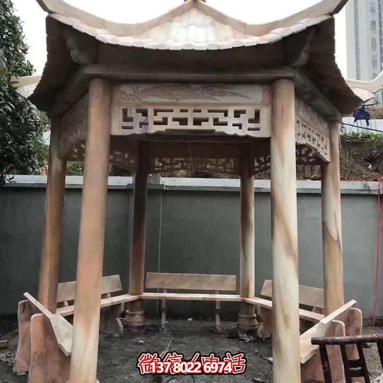 天然紅木雕刻涼亭，打造復(fù)古中式庭院休閑石亭