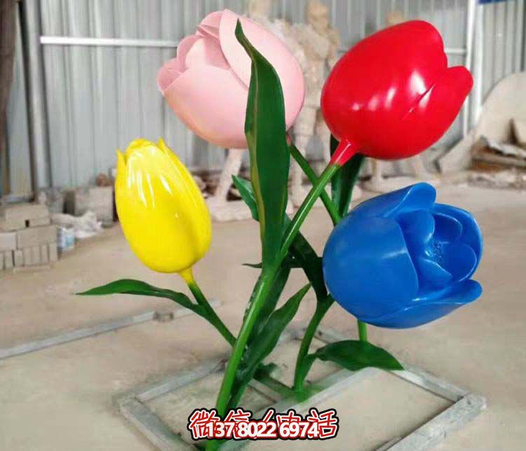 絢麗彩色不銹鋼室內景區(qū)噴漆花朵雕塑