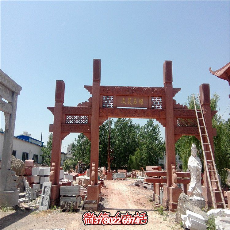 仿古雕塑擺件，青石大理石裝飾門樓牌樓牌坊村口