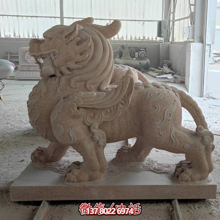 庭院門(mén)口擺件吉祥神獸晚霞紅石雕貔貅