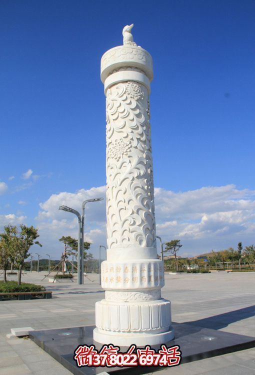 漢白玉花紋富貴雕刻廣場(chǎng)石柱