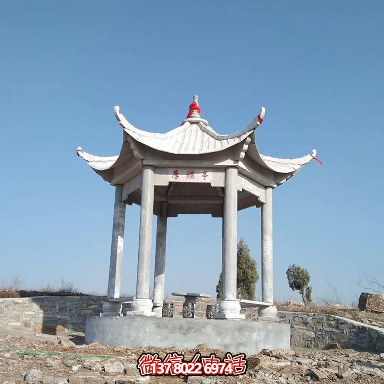 大型景觀(guān)大理石戶(hù)外園林中式六角涼亭雕塑