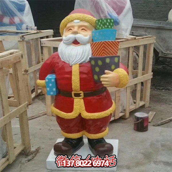 商場室內擺放節(jié)日圣誕老人玻璃鋼公仔雕塑