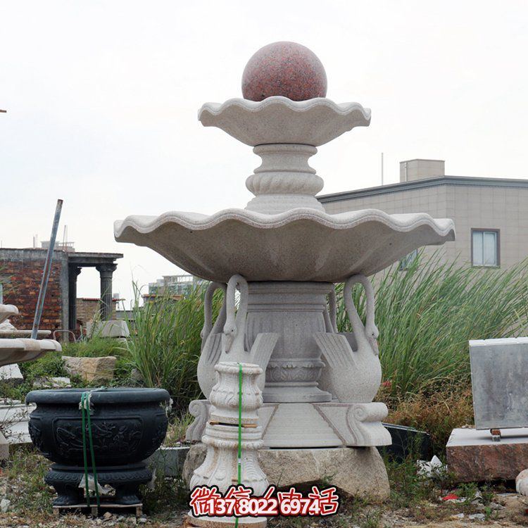 別墅小區(qū)大型歐式大理石石雕風水球噴泉雕塑