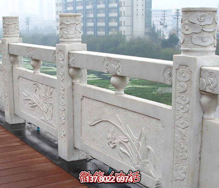 小區(qū)荷花池塘大理石防護欄桿