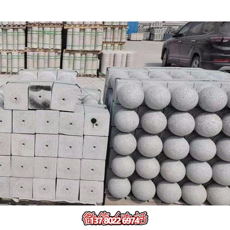 天然花崗巖雕刻擋車石球?qū)W校廣場門口擺件