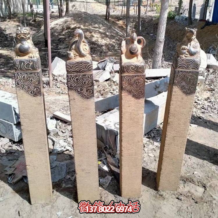 景區(qū)庭院戶(hù)外青石雕刻云紋拴馬樁