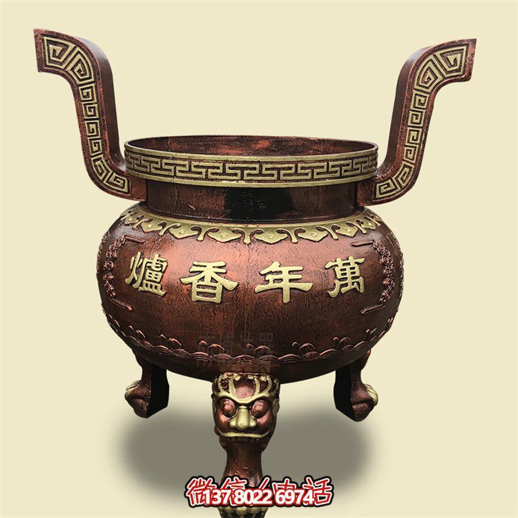 家用銅雕上香祈福鼎，香爐雕塑