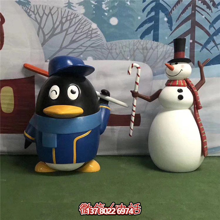 動(dòng)物園玻璃鋼卡通戶(hù)外園林景觀企鵝雕塑